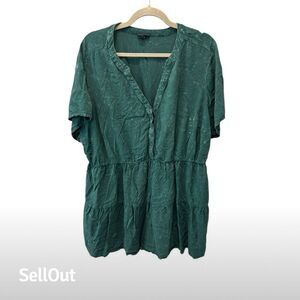 Torrid Women's 3X Green Button-Front Tunic Short Sleeve